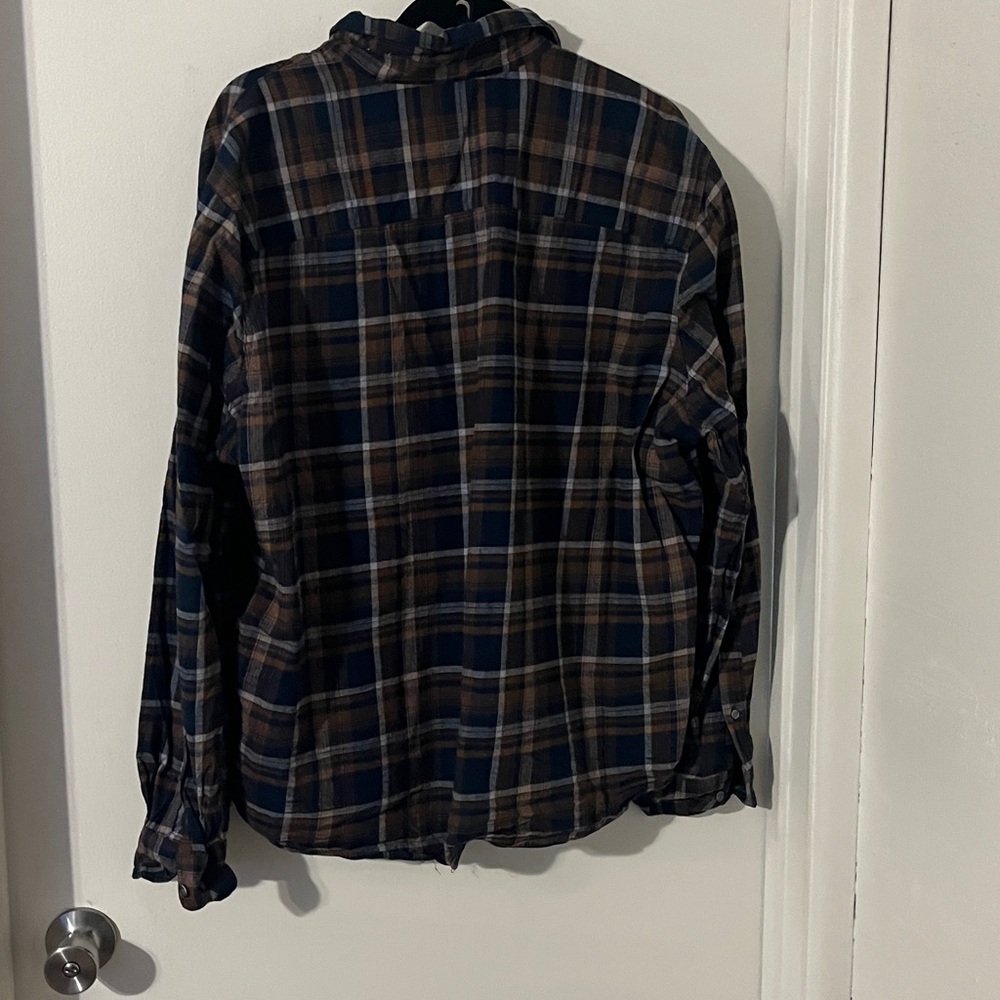 APT9 Men's Casual Plaid Shirt - Navy and Orange - Picture 3 of 3